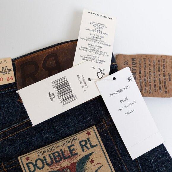 RRL Double RL High Slim East-West Japanese Selvedge Denim Jeans Blue Mens 30x34 - Picture 11 of 14